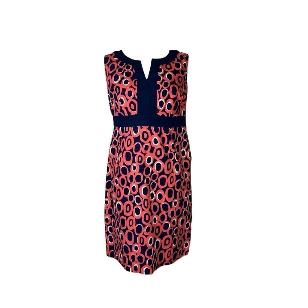 Women’s BODEN Navy/Coral Orange Sheath Midi Dress 6P